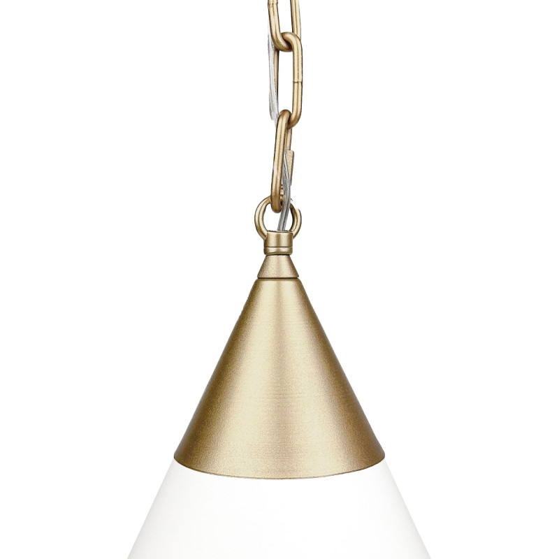 Złota lampa wisząca na łańcuchu z białym abażurem w odcieniu złamanej bieli TIARA GOLD biały - detal.