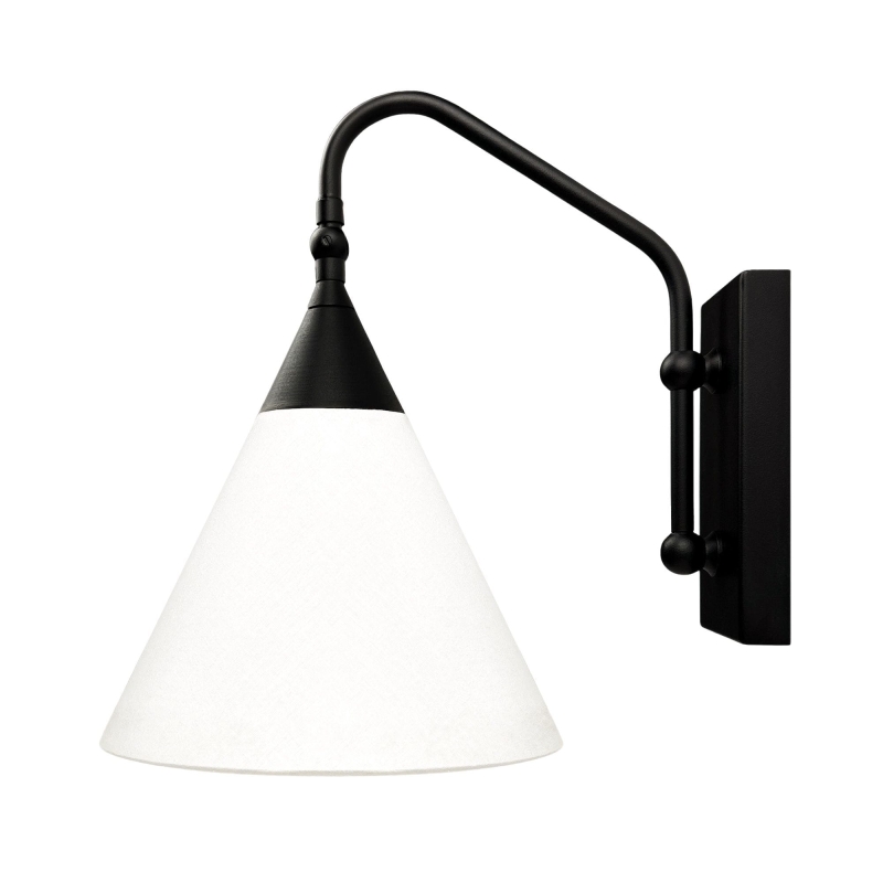 Regulowany czarny kinkiet z abażurem w odcieniu złamanej bieli TIARA BLACK biały.