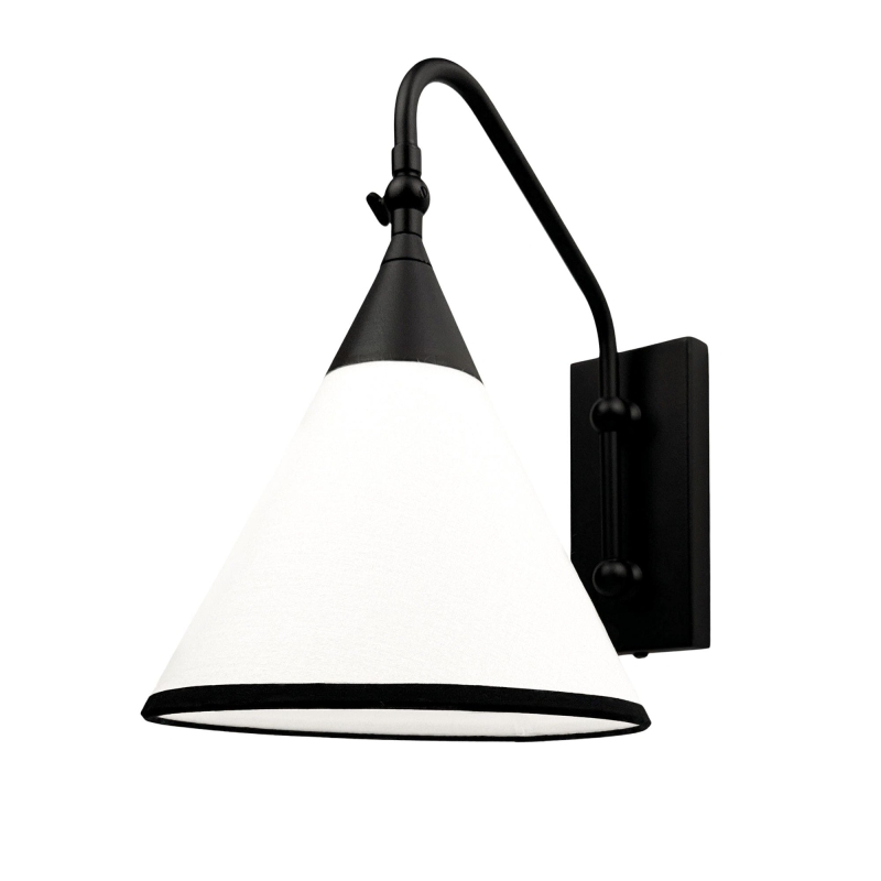 Regulowany czarny kinkiet z biało-czarnym abażurem TIARA BLACK.