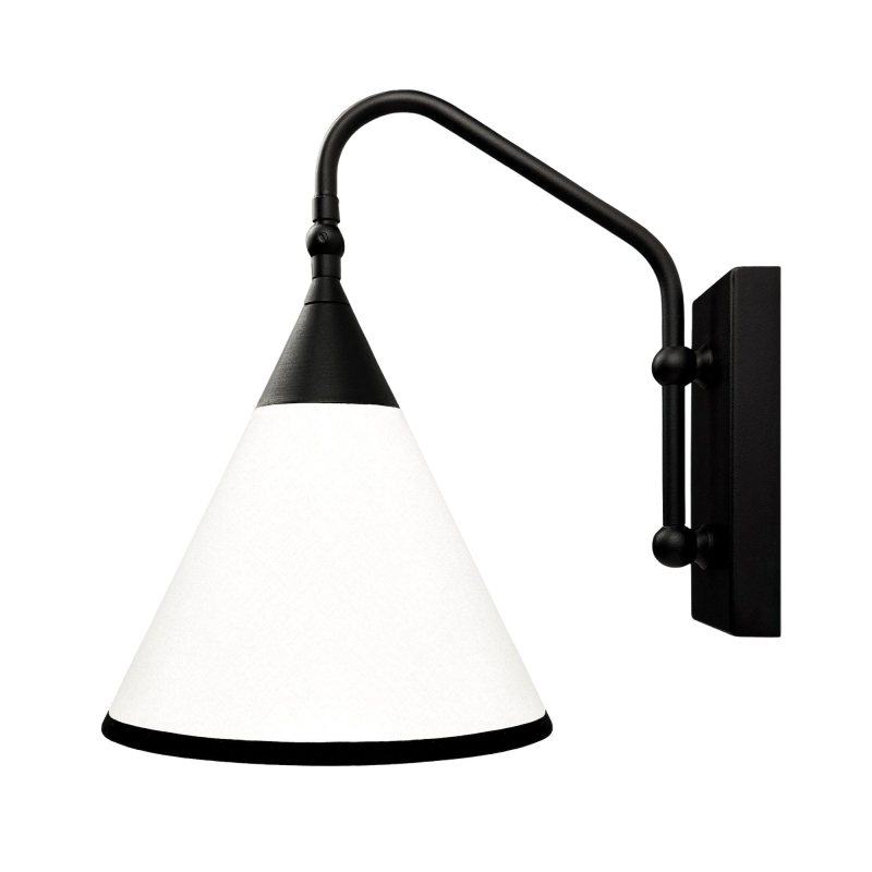 Regulowany czarny kinkiet z biało-czarnym abażurem TIARA BLACK