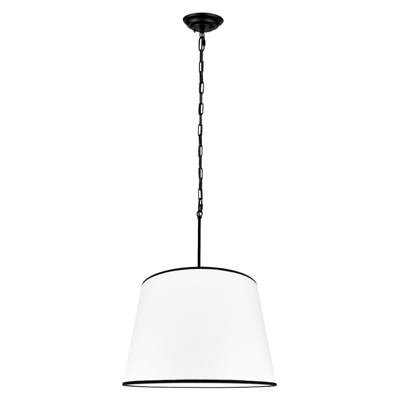 Biało-czarna lampa wisząca na łańcuchu ze stożkowym abażurem SILIA BLACK I biało-czarny