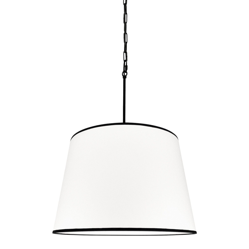 Biało-czarna lampa wisząca na łańcuchu ze stożkowym abażurem SILIA BLACK I biało-czarny