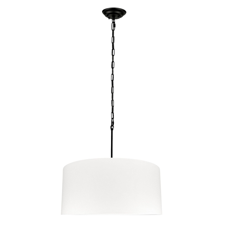 Czarna owalna lampa wisząca na łańcuchu z białym abażurem SILIA BLACK III biały