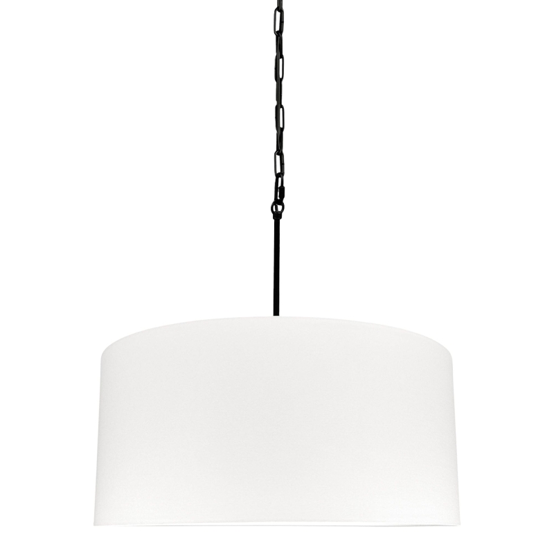 Czarna owalna lampa wisząca na łańcuchu z białym abażurem SILIA BLACK III biały