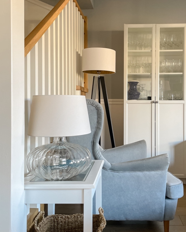 Biało-złoty abażur do lampy podłogowej walec 38 cm ORO