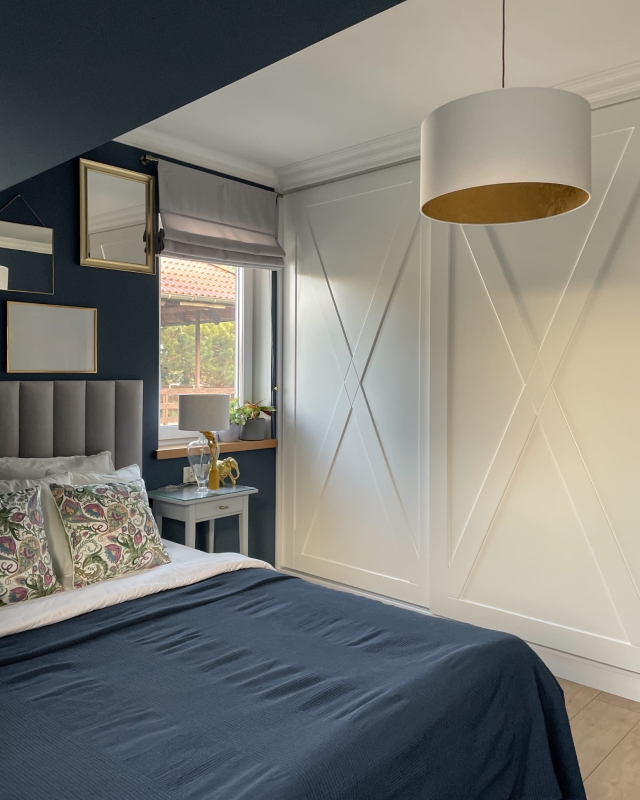 Biało-złoty abażur do lampy wiszącej walec 50 cm ORO