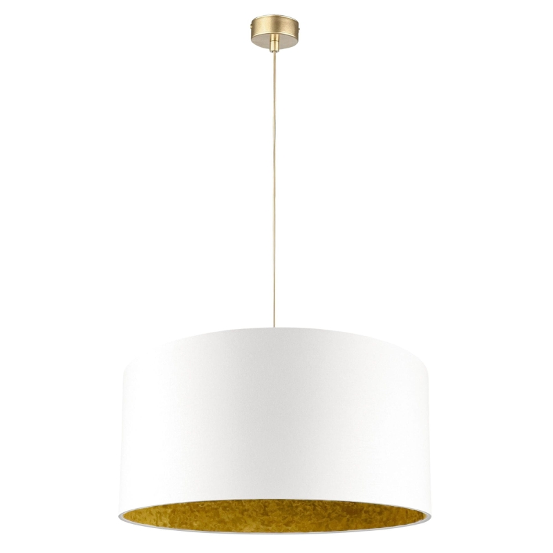 Biało-złota lampa wisząca z abażurem ORO II