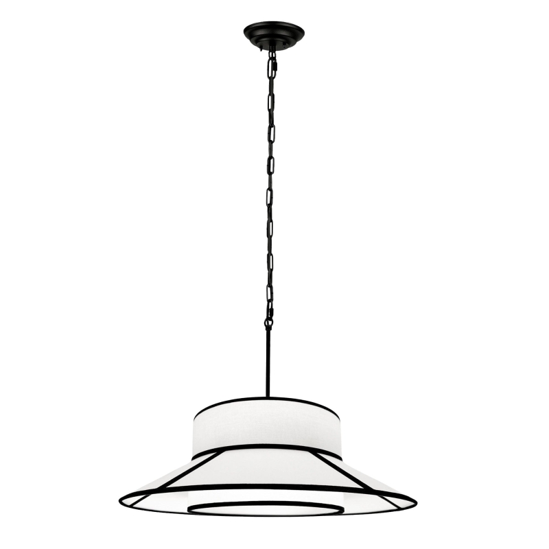 Biało-czarna lampa wisząca na łańcuchu ONVI I