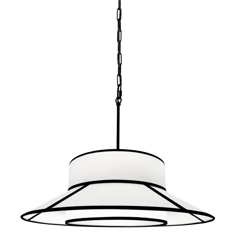 Biało-czarna lampa wisząca na łańcuchu ONVI I