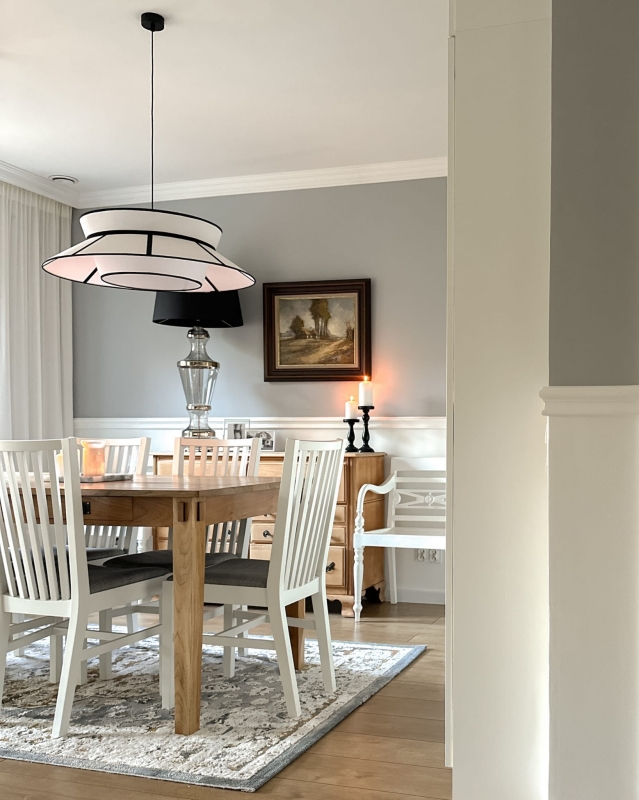 Duża biało-czarna lampa wisząca do salonu ONVI II.