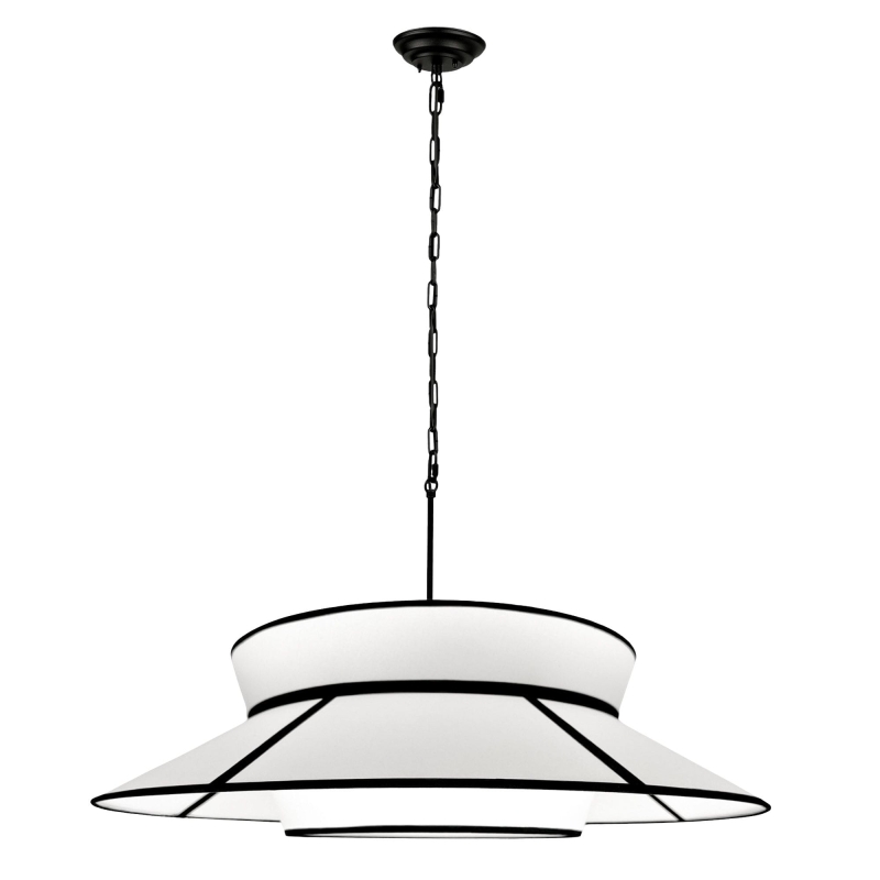 Duża biało-czarna lampa wisząca na łańcuchu ONVI II