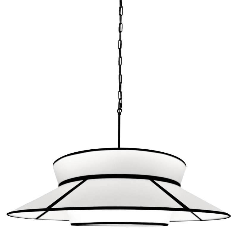 Duża biało-czarna lampa wisząca na łańcuchu ONVI II