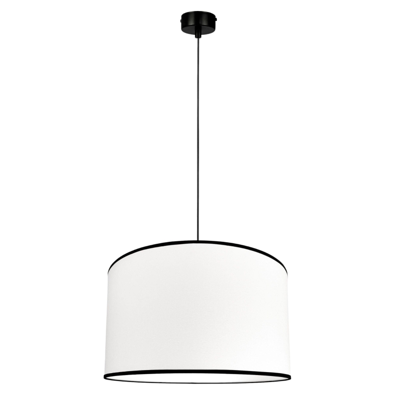 Biało-czarna lampa wisząca z okrągłym abażurem BASE I