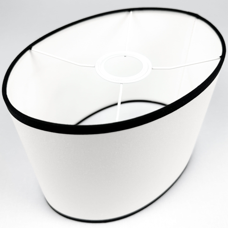 Biało-czarny owalny abażur do lampki nocnej owal 25 cm BASE - stelaż.
