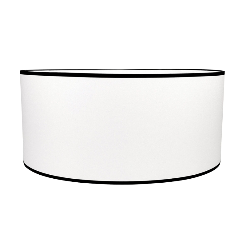 Duży biało-czarny owalny abażur z gładkiej bawełny owal 52 cm BASE