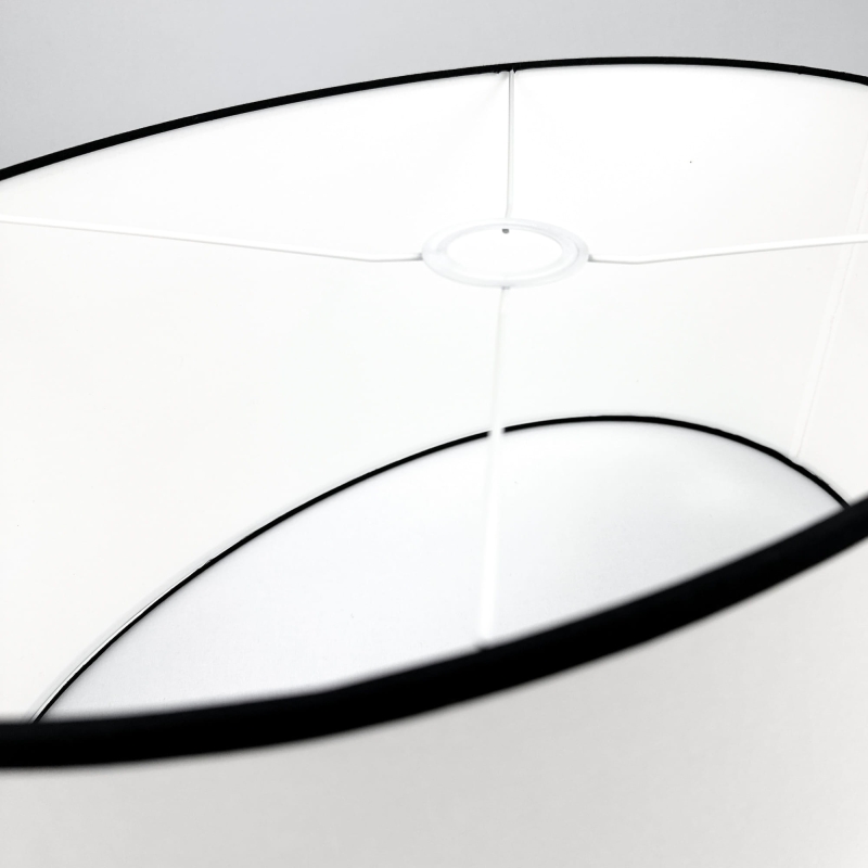 Duży biało-czarny owalny abażur z gładkiej bawełny owal 52 cm BASE - detal