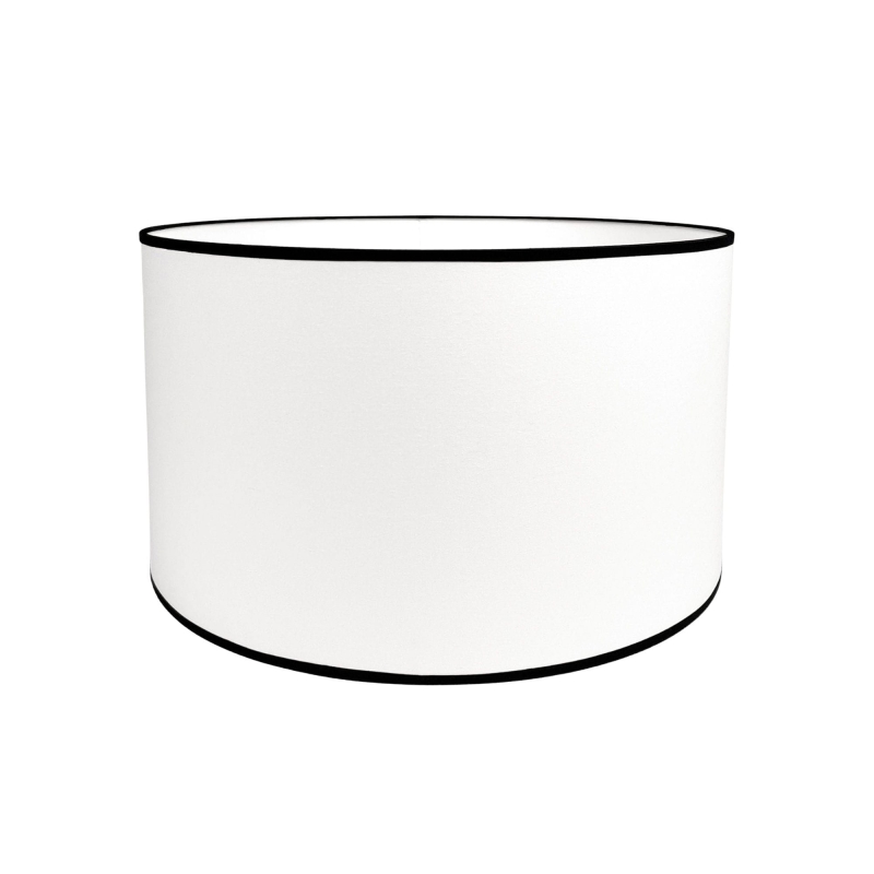 Biało-czarny abażur z gładkiej bawełny walec 38 cm BASE