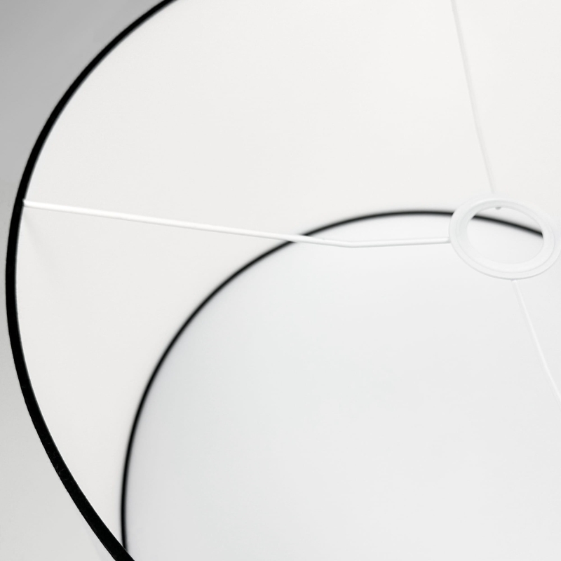 Biało-czarny abażur z gładkiej bawełny walec 38 cm BASE - stelaż