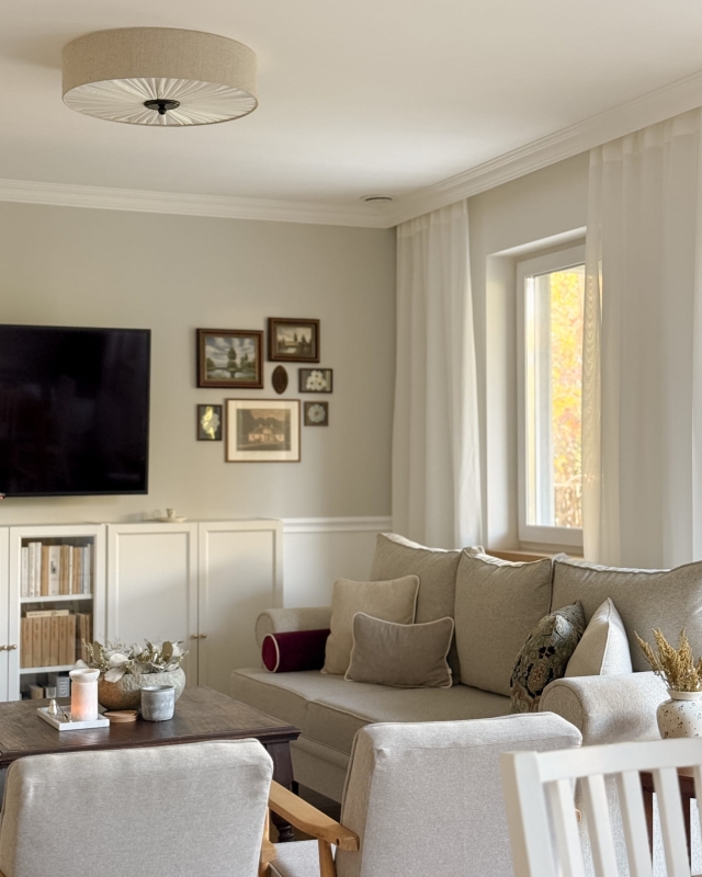 Duża lniana lampa sufitowa do salonu PLISE BLACK III.