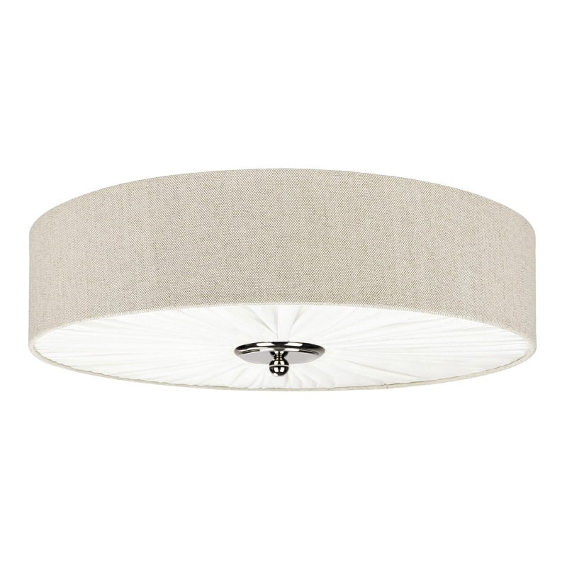 Elegancka lniana lampa sufitowa z niklowanym dekorem PLISE SILVER III.