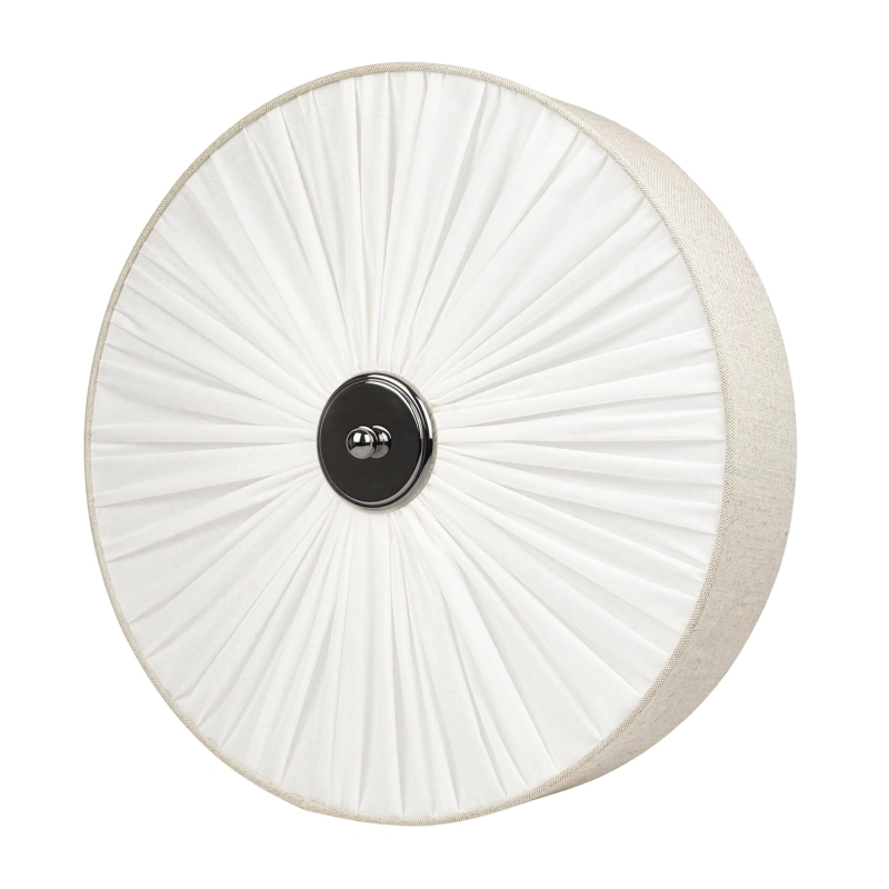 Elegancka lniana lampa ścienna z niklowanym dekorem PLISE SILVER III.