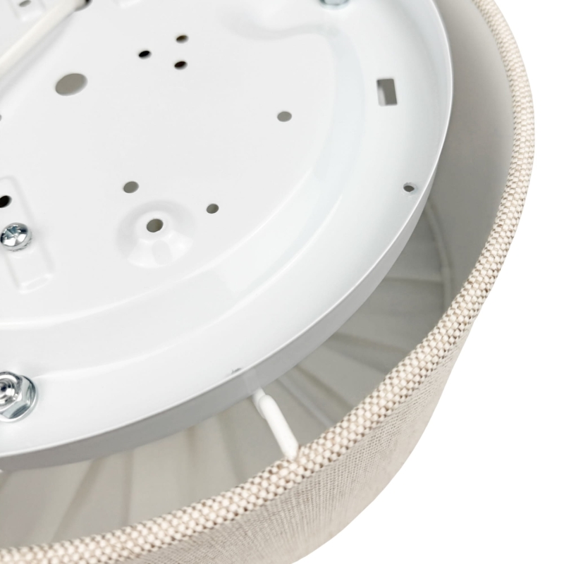 Elegancka lniana lampa z marszczoną blendą i mosiężnym dekorem PLISE BRASS I - oprawa.