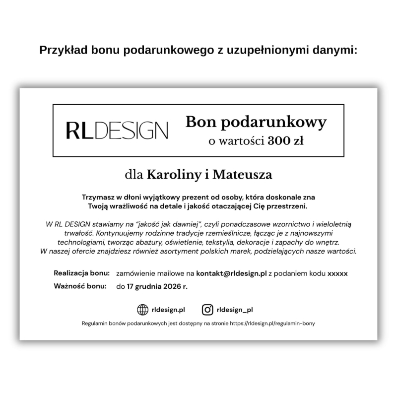 Bon prezentowy RL DESIGN - grafika 2.