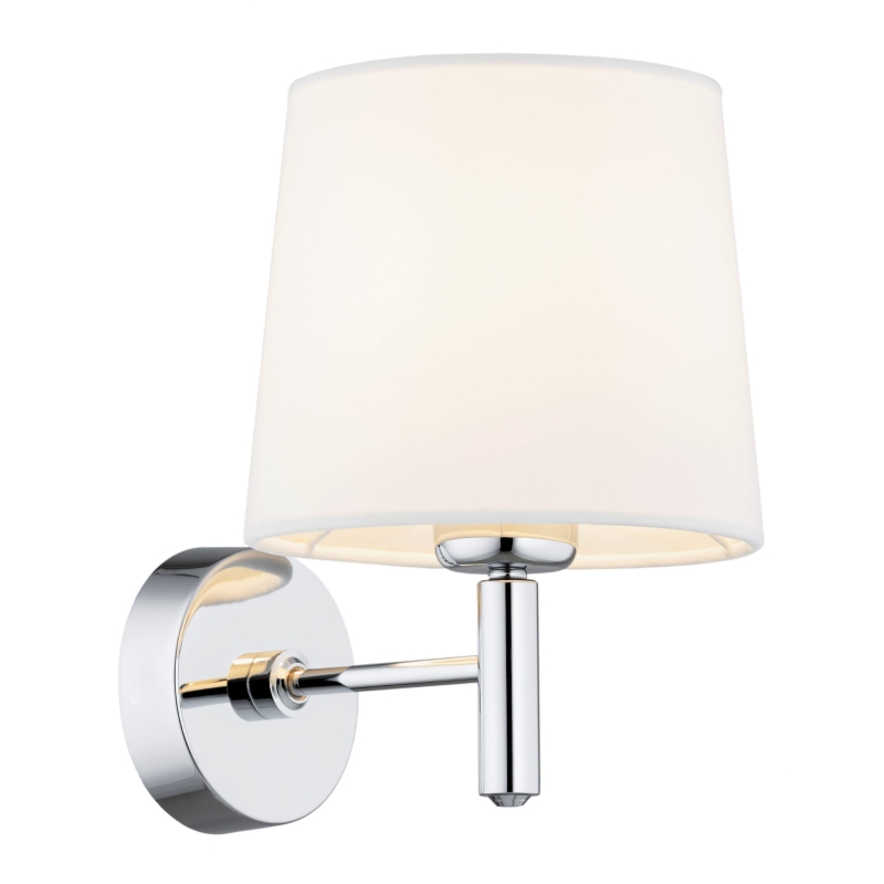 Srebrny kinkiet chromowany ze śmietankowym abażurem welurowym BOLZANO biały.
