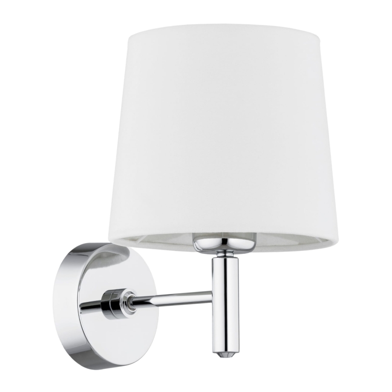 Srebrny kinkiet chromowany ze śmietankowym abażurem welurowym BOLZANO biały.