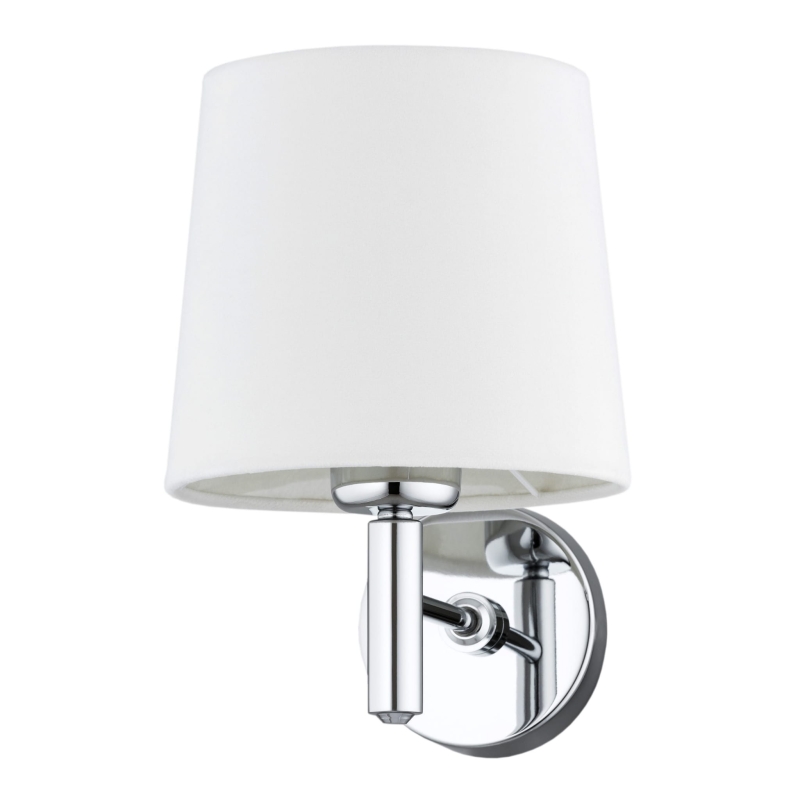 Srebrny kinkiet chromowany ze śmietankowym abażurem welurowym BOLZANO biały.