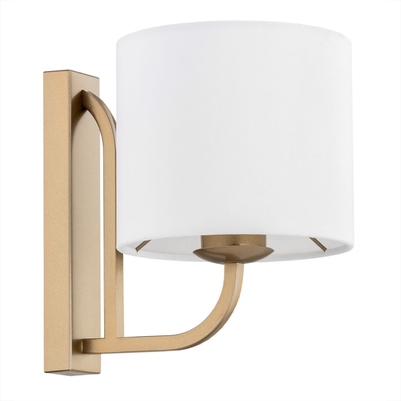 Elegancki kinkiet w kolorze starego złota z białym abażurem MARANELLO.