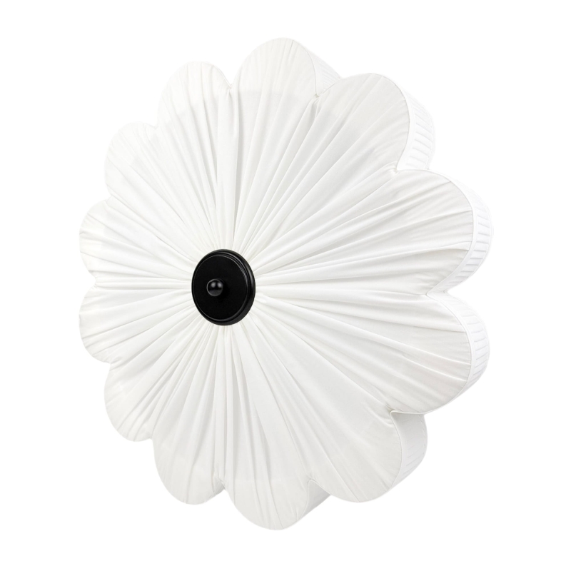 Duży biały kinkiet w kształcie kwiatu z czarnym dekorem PEONIA BLACK III śmietankowa biel.