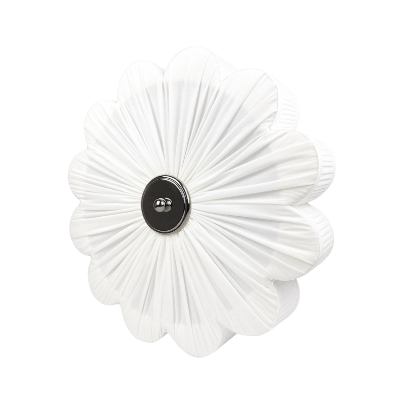 Biały kinkiet ze srebrnym niklowanym dekorem PEONIA SILVER II śmietanka.