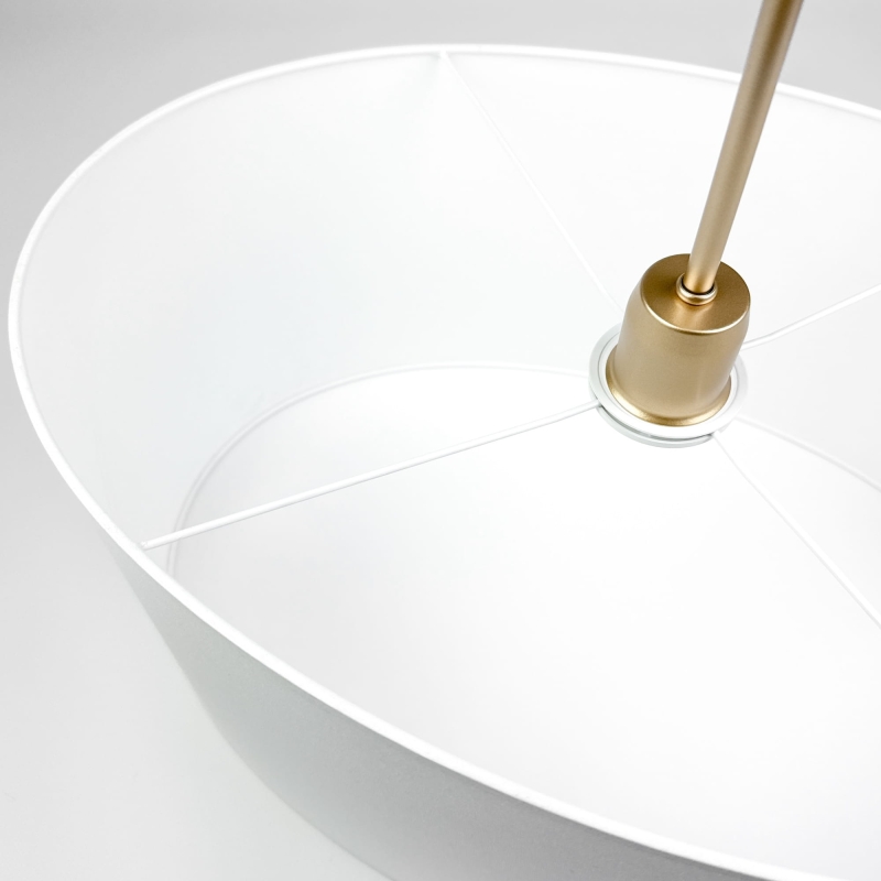 Złota lampa wisząca z białym, owalnym abażurem SILIA GOLD III biały - detal.