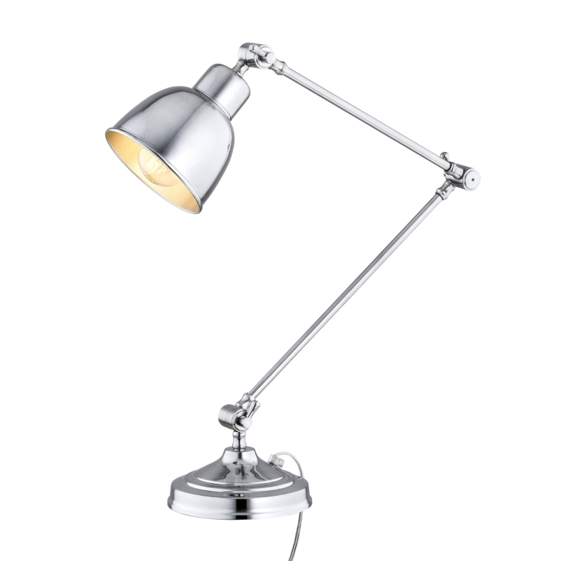 Srebrna industrialna lampa biurkowa EUFRAT.