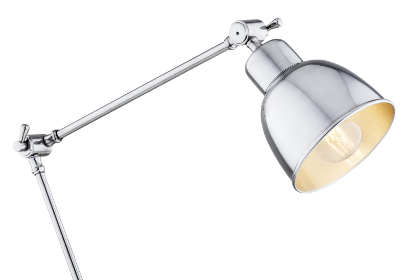 Srebrna industrialna lampa biurkowa EUFRAT - detal.