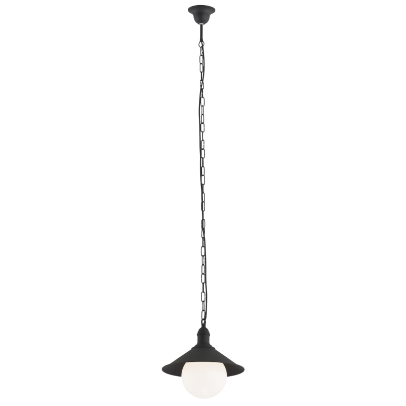 Czarna metalowa lampa wisząca na taras w industrialnym stylu EBRA BIS.