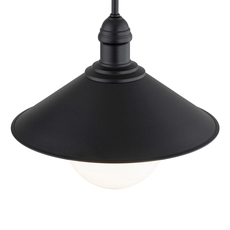 Czarna metalowa lampa wisząca ogrodowa w industrialnym stylu EBRA BIS.