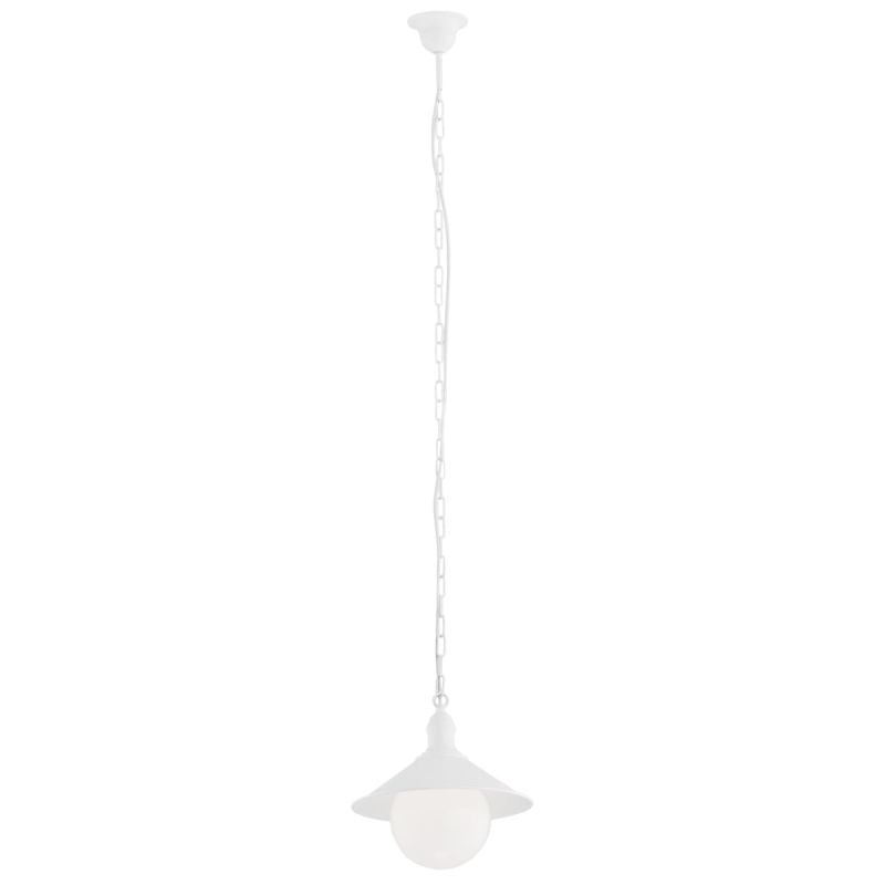 Biała metalowa lampa wisząca na taras w industrialnym stylu EBRA BIS.