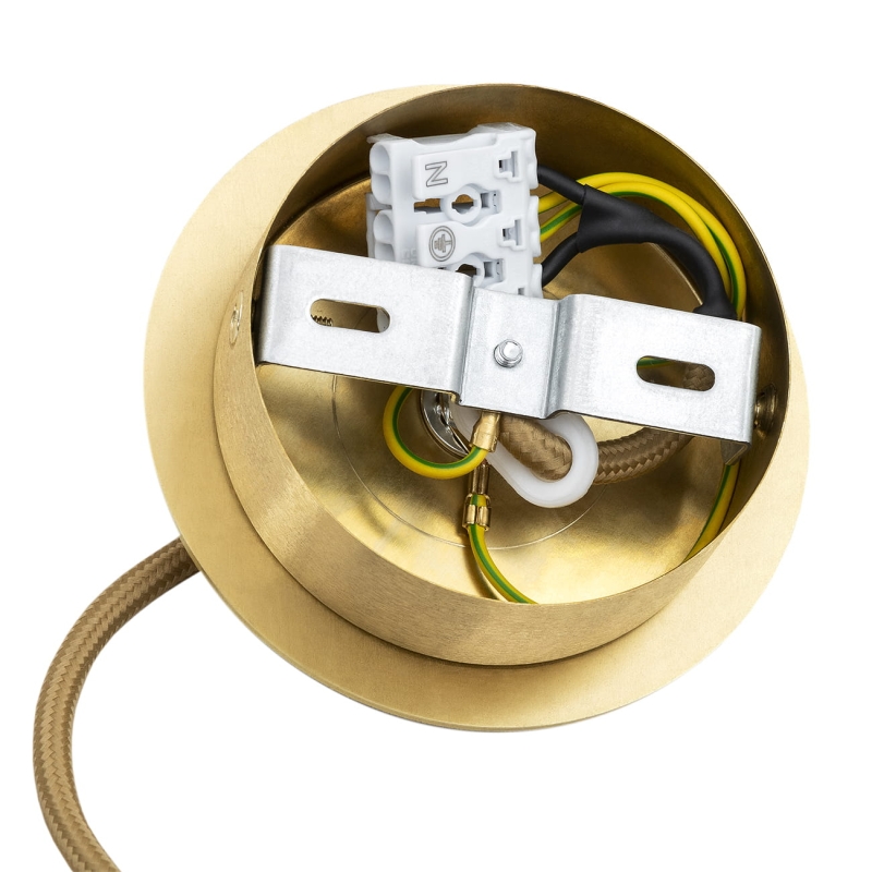 Mosiężna lampa wisząca tuba z ryflowanym szklanym kloszem HAMPTON - podsufitka.