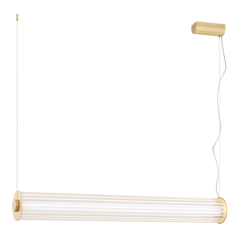 Podłużna lampa wisząca tuba mosiężna z ryflowanego szkła HAMPTON 80 cm.