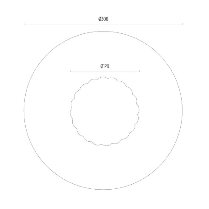 Mosiężna lampa talerz z kulą z mlecznego szkła ryflowanego PALOMA - wymiary.