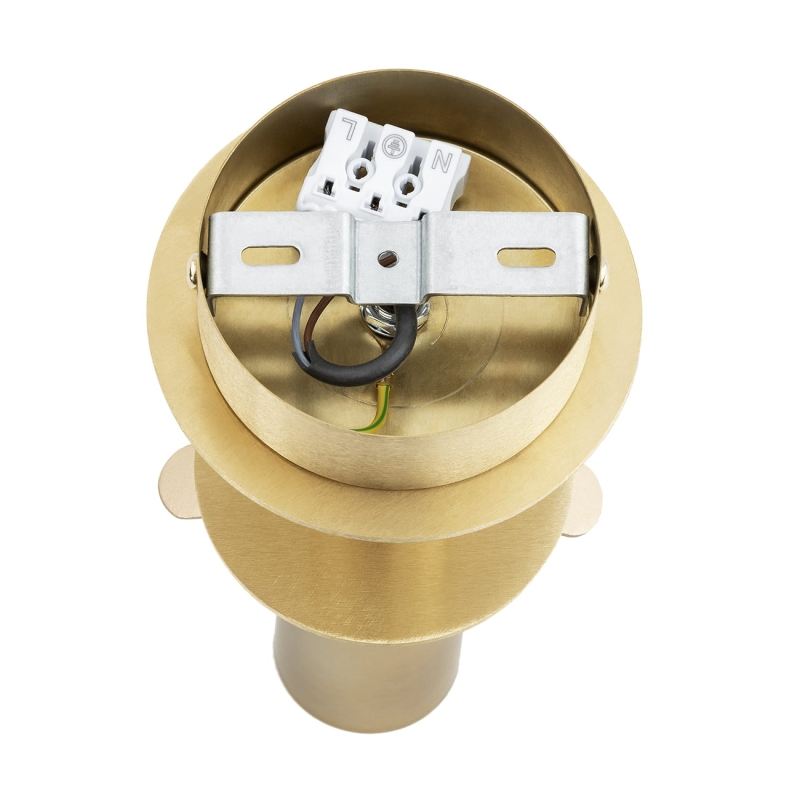 Mosiężny plafon kula z kloszem z mlecznego ryflowanego szkła PALOMA - podsufitka.