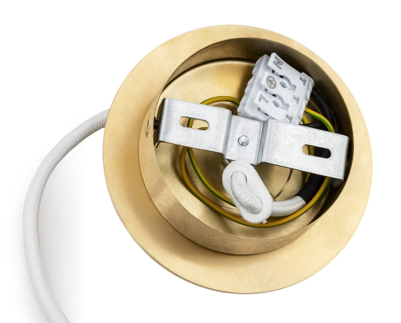 Mosiężna lampa wisząca kula z mlecznego szkła PALOMA - podsufitka.