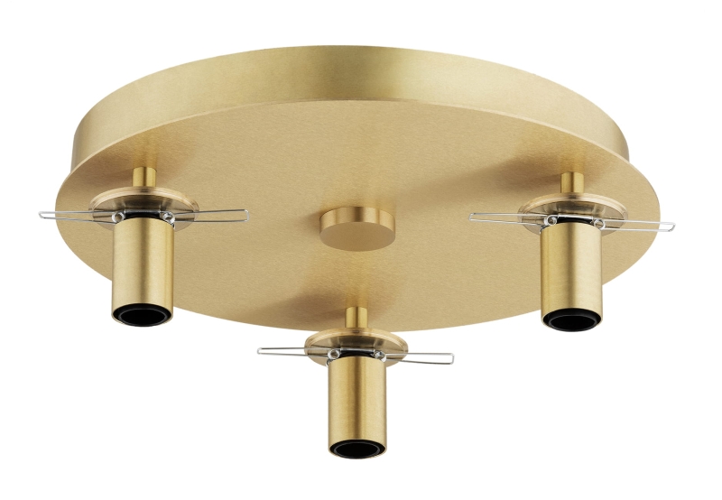 Mosiężny plafon potrójny z kulistymi kloszami z mlecznego ryflowanego szkła PALOMA 3 - oprawa.