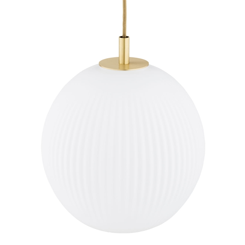 Mosiężny potrójny żyrandol kaskadowy z kulami z mlecznego szkła ryflowanego PALOMA 3 - klosz.