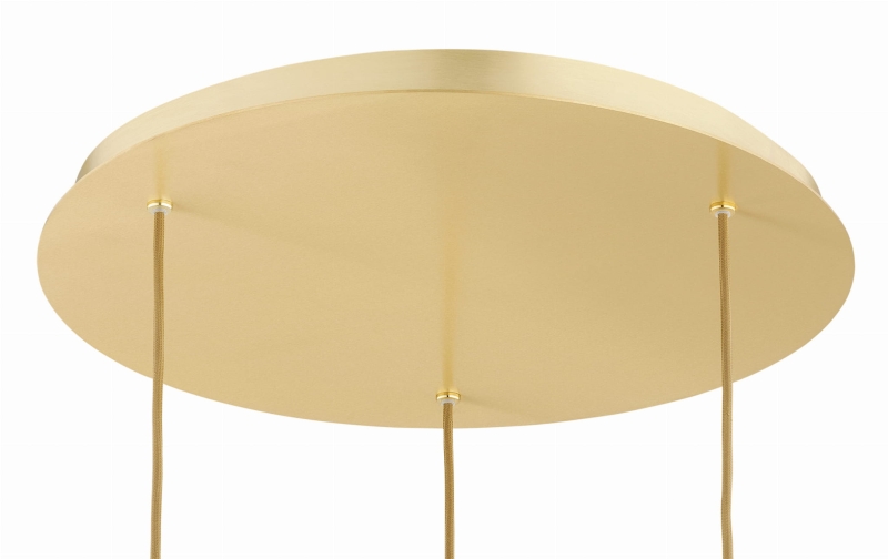 Mosiężny potrójny żyrandol kaskadowy z kulami z mlecznego szkła ryflowanego PALOMA 3 - podsufitka.