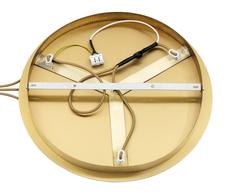 Mosiężny potrójny żyrandol kaskadowy z kulami z mlecznego szkła ryflowanego PALOMA 3 - podsufitka.