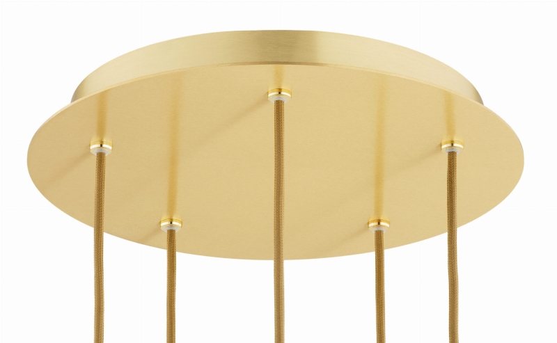 Mosiężny żyrandol kaskadowy z kulami z mlecznego szkła ryflowanego PALOMA 5 - podsufitka.