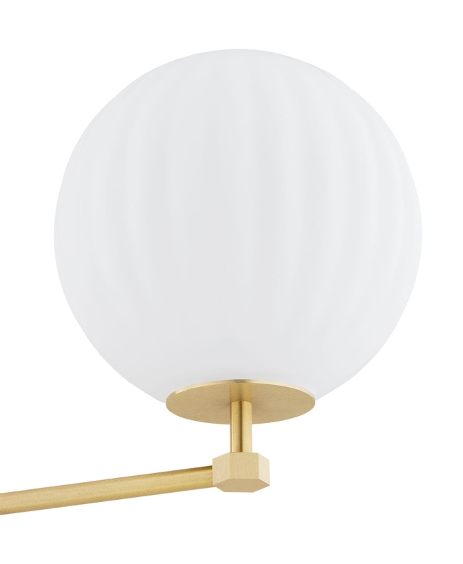 Potrójny żyrandol mosiężny z kulami z mlecznego szkła ryflowanego PALOMA 3 - klosz.